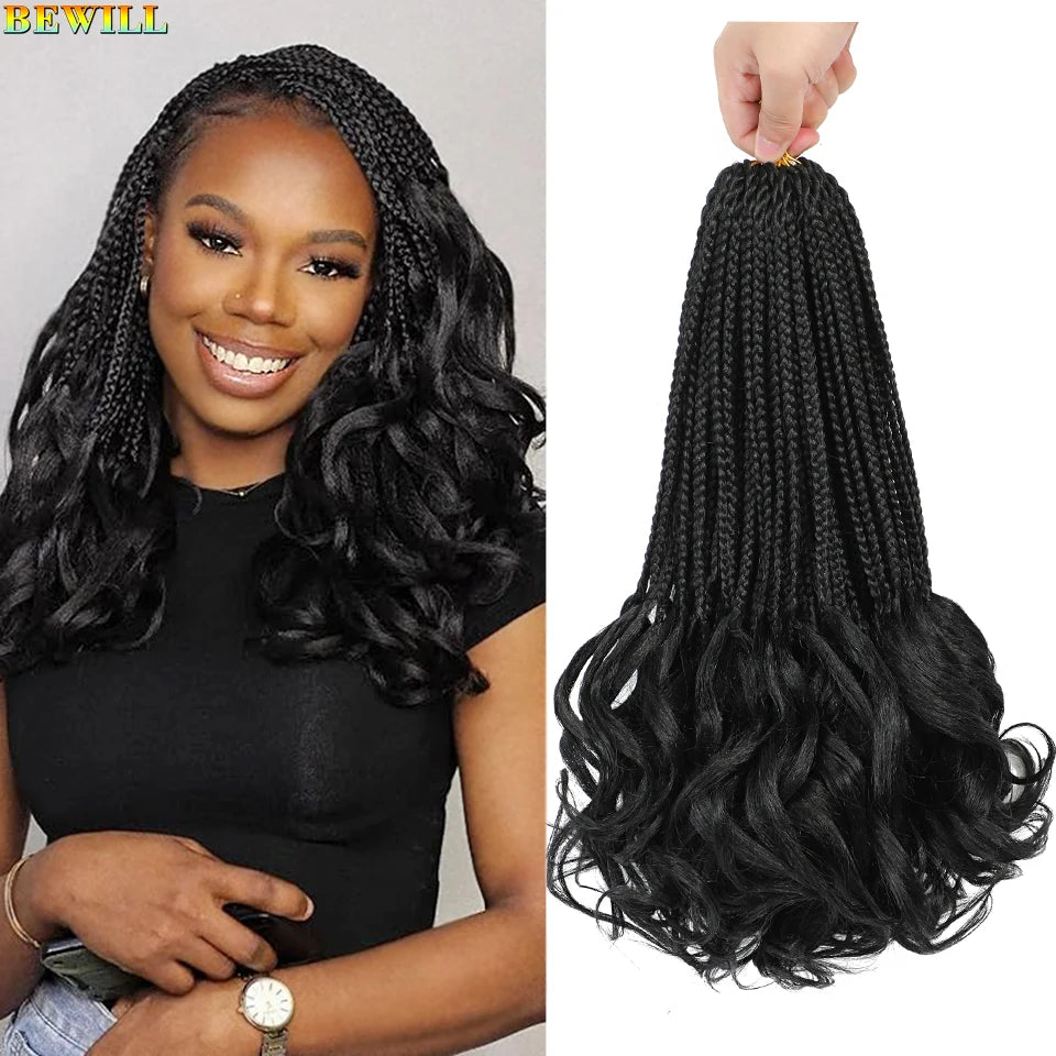 14 18 24 Inch French Curl Crochet Braids Boho Goddess French Curl Box Braids Crochet Hair Synthetic French Curly Braiding Hair
