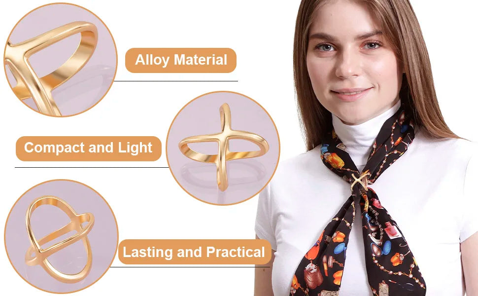 3pcs X-Shaped Scarf Clips Buckles for Women, Scarf Holder Pins for Shawls Silk Clothes (Golden/Silvery)