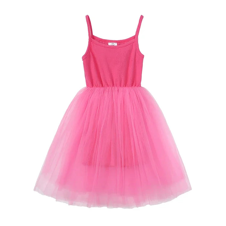 Fashion Cute Girls Casual Dresses Solid Color Sleeveless Suspenders Girls Dress Summer Kids Dresses for Girls 1-8 Years