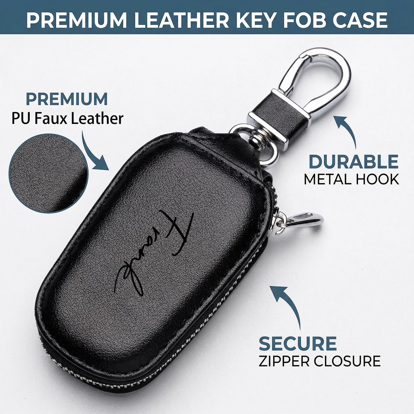 Personalized Custom Zipper Key Case Laser Engraving DIY Name Creative Keychain Cover With Zipper Durable PU Faux Leather Gifts