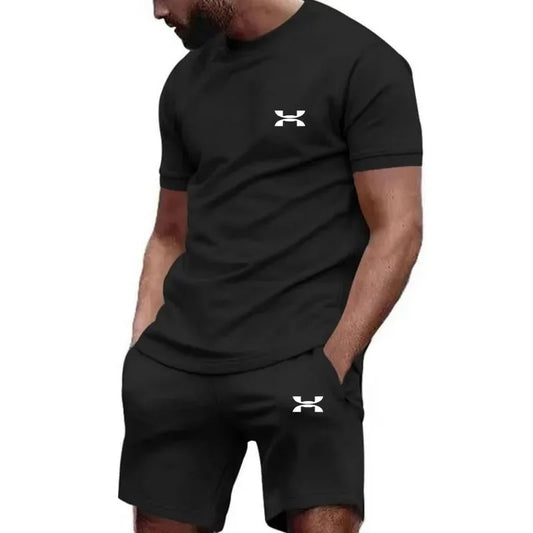 new men's sportswear short sleeved T-shirt and sports shorts summer casual jogging pants set men's two-piece set
