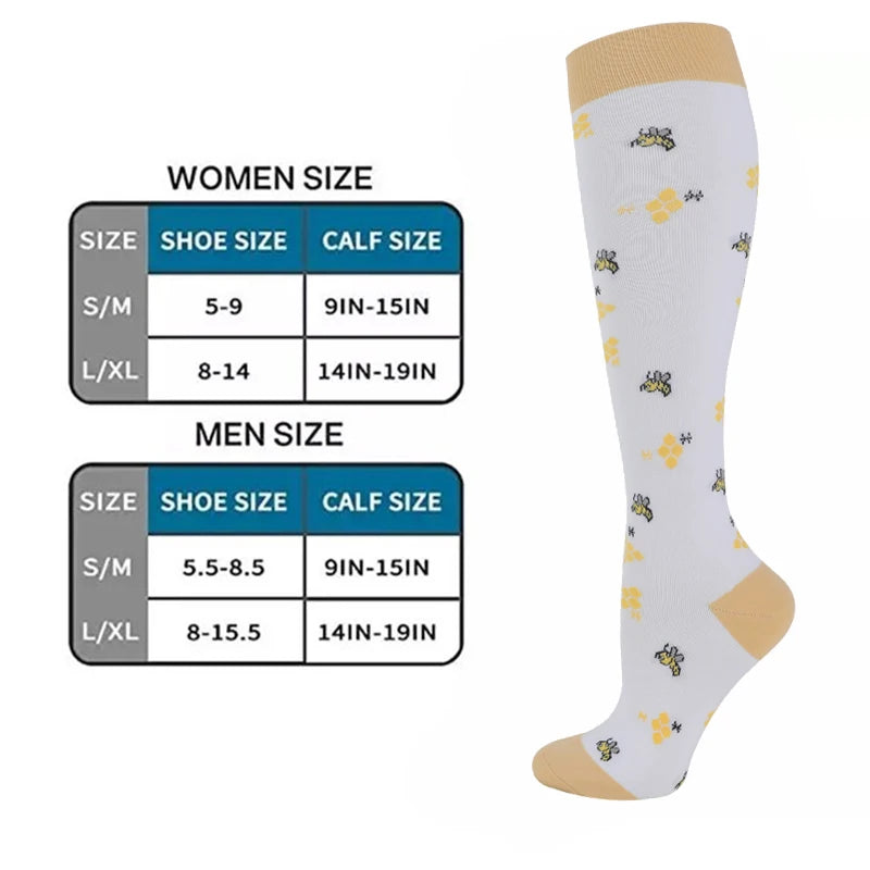 4 Pairs Compression Socks 20-30mmhg High Stockings Men Women Sports Socks For Marathon Cycling Varicose Veins Pregnancy Nursing