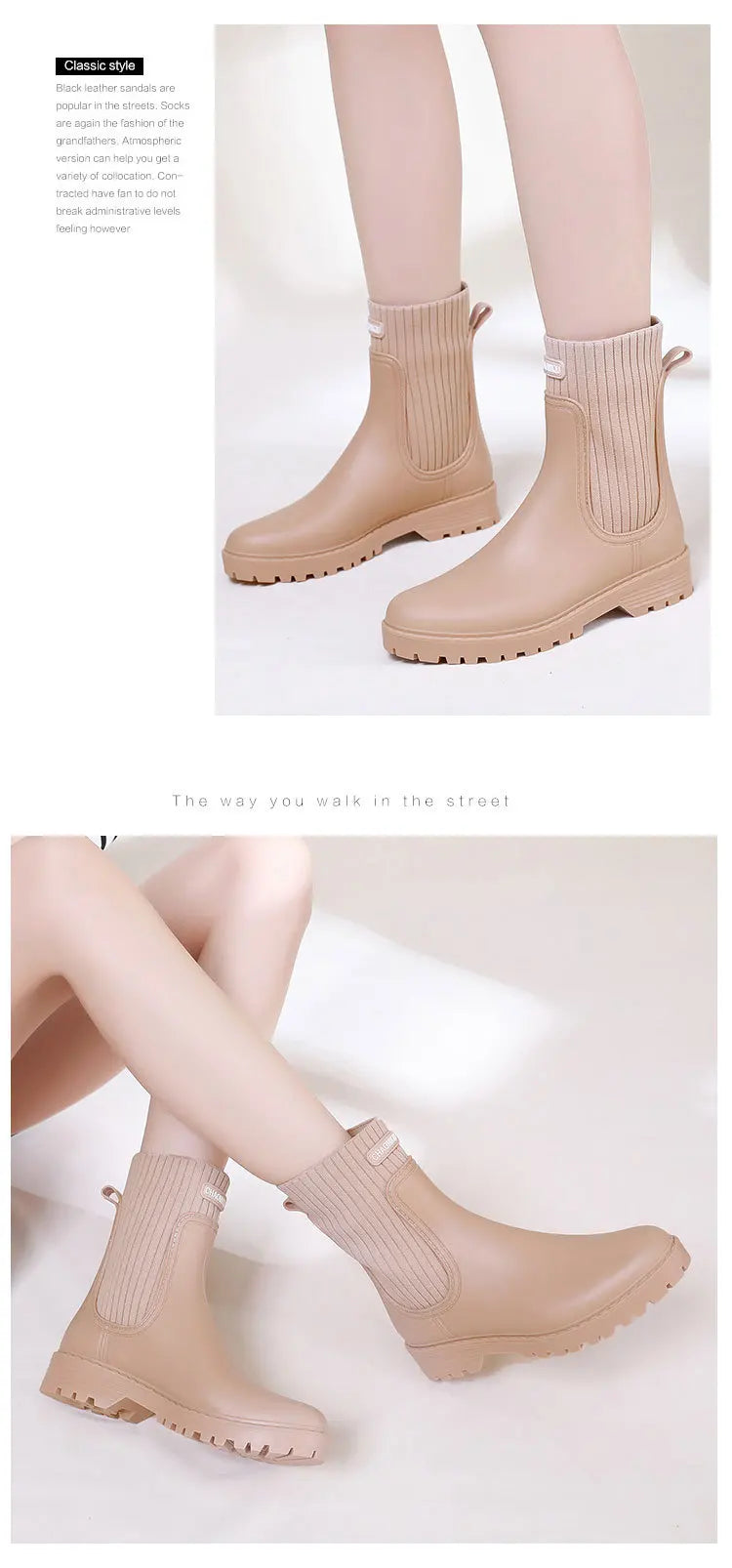 Designer Rain Boots Women's Waterproof Shoes Rainy Ladies Pink Fur Rubber Rainshoes Woman Galoshes Non-slip Pull-on Rain Boots