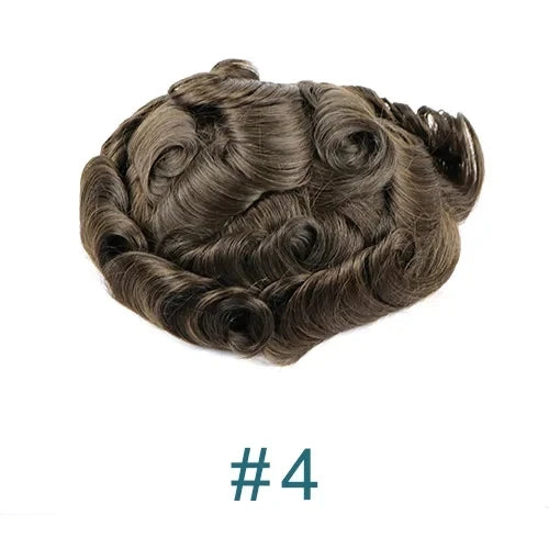 0.02mm Super Ultra Thin Skin 80% Density Natural Hairline Men Toupee Blonde Brown Grey Human Hair Undetected Capillary Prosthesi