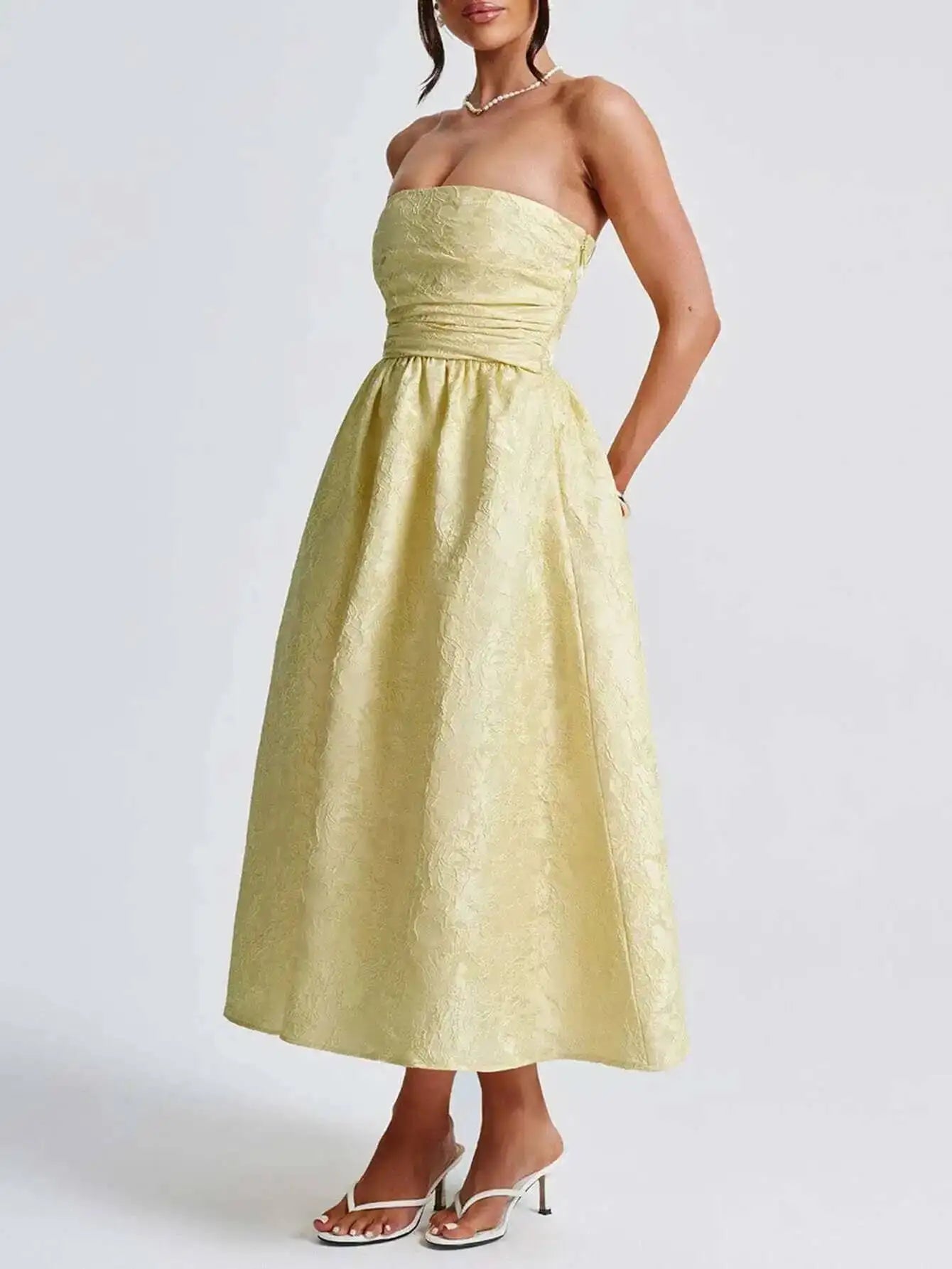 Giyu Club Evening Party Dresses Women 2025 Summer Sexy Bow Halter Long Dress Elegant Jacquard Lace Up Backless Birthday Robe