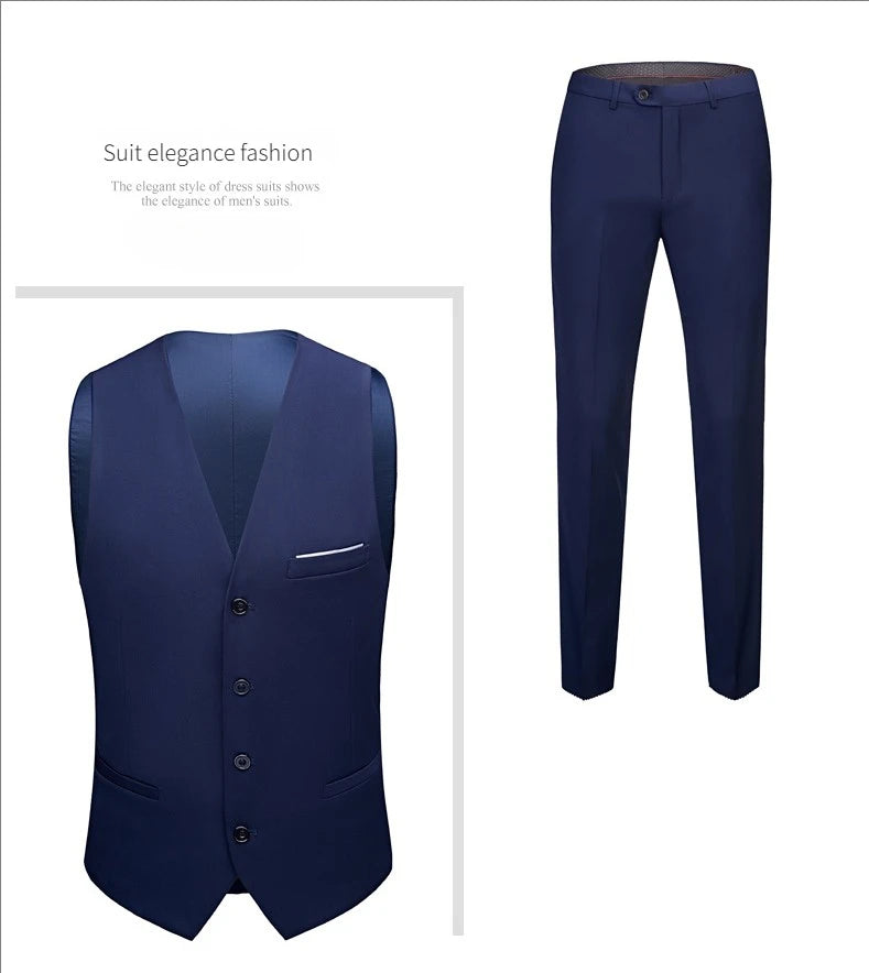 Elegant Suits For Men Wedding 3 Pieces 2 Set  Fashion Classic Full Jackets Vest Pants Blazers Outfit 2024 Formal Costume