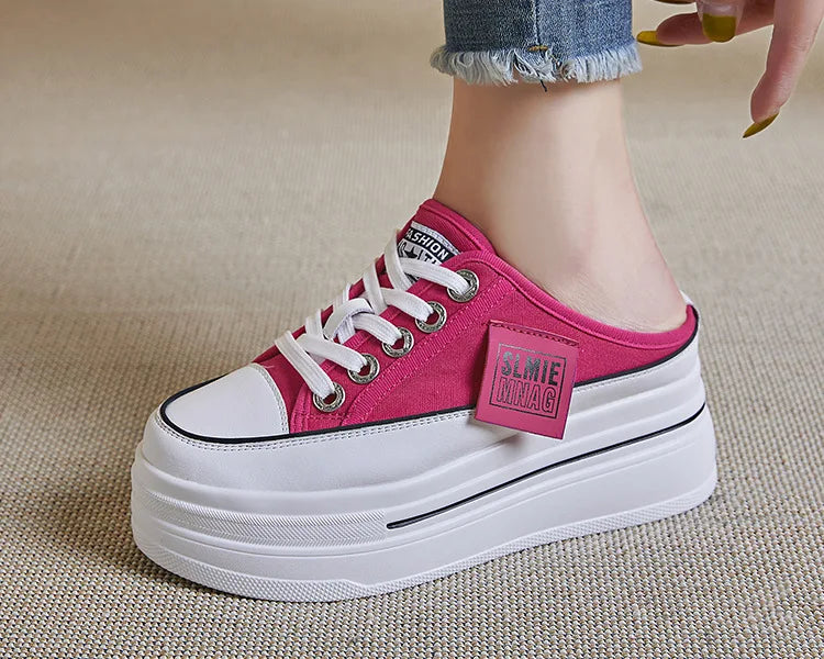 Fujin flip flops women 7.5cm Platform Slippers Denim Chunky Sneaker Casual Comfy Breathable Summer Shoes Women's slippers