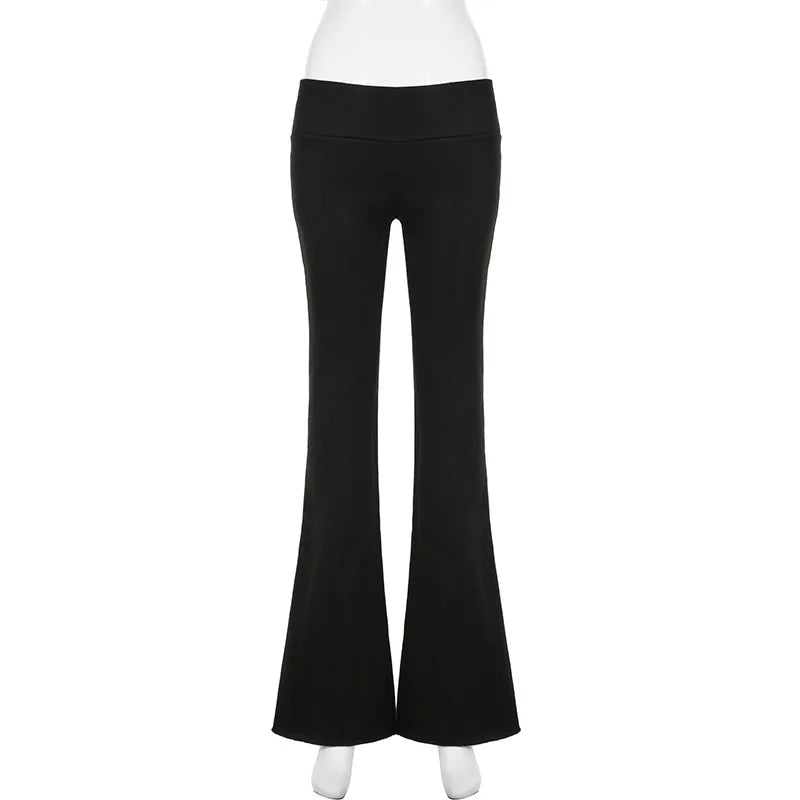 2025 Slim Low Waist Casual Sweatpants For Women Solid Simple Basic Flared Pants Sports Jogging Trousers