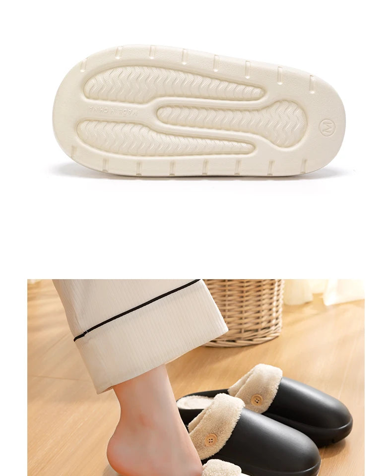 Winter Waterproof Warm Plush Slippers for Young People,Women,Men