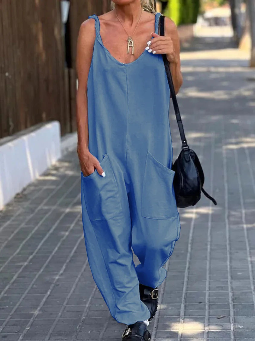 Jumpsuit Women's Solid Color Loose Suspender Pocket Trousers Street Trend Fashion Trousers for Female Jumpsuit