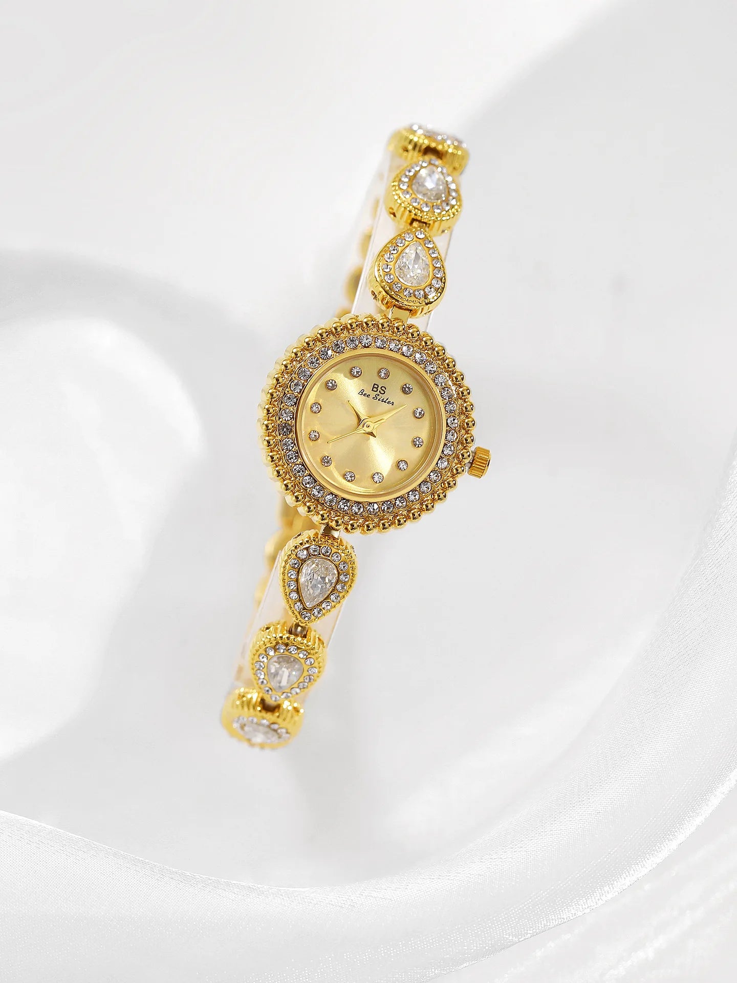 Gold Women Bracelet Dress Watches For Ladies Wrist Quartz Watches 2025 Top Brand Luxury Golden Rhinestone Gift Girlfriend Clock