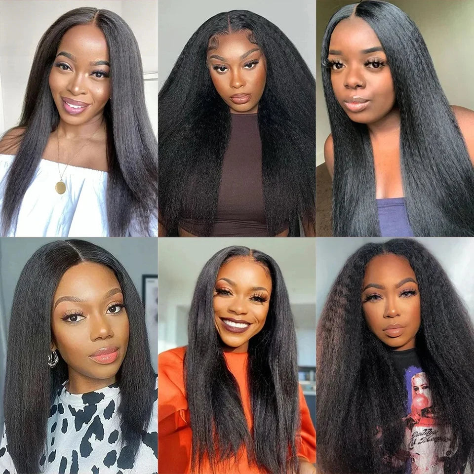 8-40 Kinky Straight Human Hair Bundles Coarse Yaki Weave Bundles Brazilian Raw Human Hair Extensions Sale for Women Double Weft