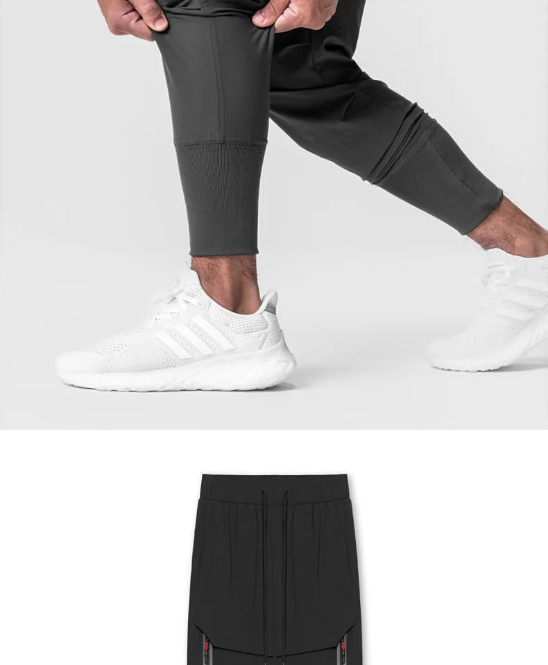 Mens Summer Quick Dry Streetwear Trousers Man Running Joggers Pants Sweatpants Bodybuilding Sports Compression Trackpants