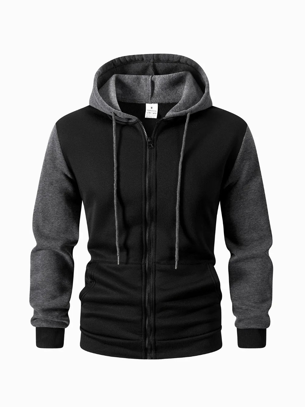Autumn Winter Men's Color Blocking Hoodies Zipper Closure Long Sleeve Jacket Male Loose Casual Sports Multi Pockets Sweatshirt