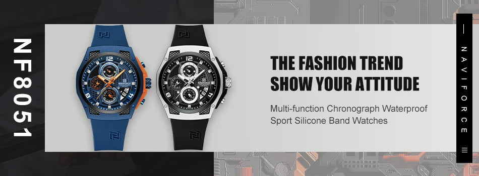 NAVIFORCE New Style Sporty 3ATM Waterproof Shockproof Stainless Strap  Man's Wristwatch Luxury Fashion Quartz Watches Men‘s Gift
