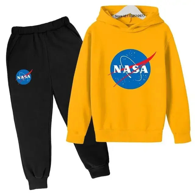 Casual Spring Autumn 2pcs Hoodie+jogging Pants Kids NASA Fashion Tracksuits 3-13 Years Boys Girls Trend Outfits Children Clothes