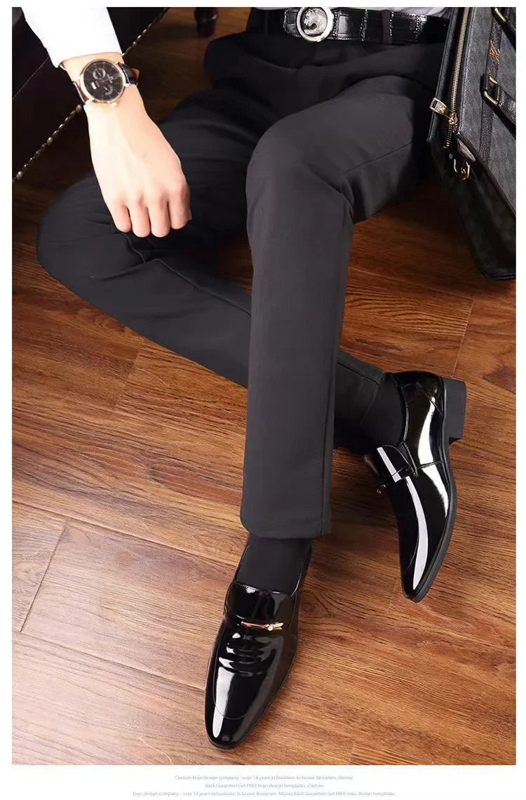 Luxury Business Oxford Leather Shoes Men's Breathable Patent Leather Formal Shoes Plus Size Mans Office Wedding Flats Male Black