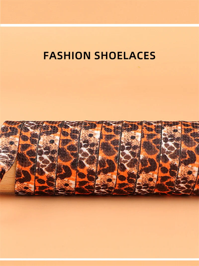 1Pair 80/120/160CM Classic Leopard Patten Print Shoelace Creative Unisex Trainers Canvas Shoe Lace Flat Shoelaces Shoes Strings