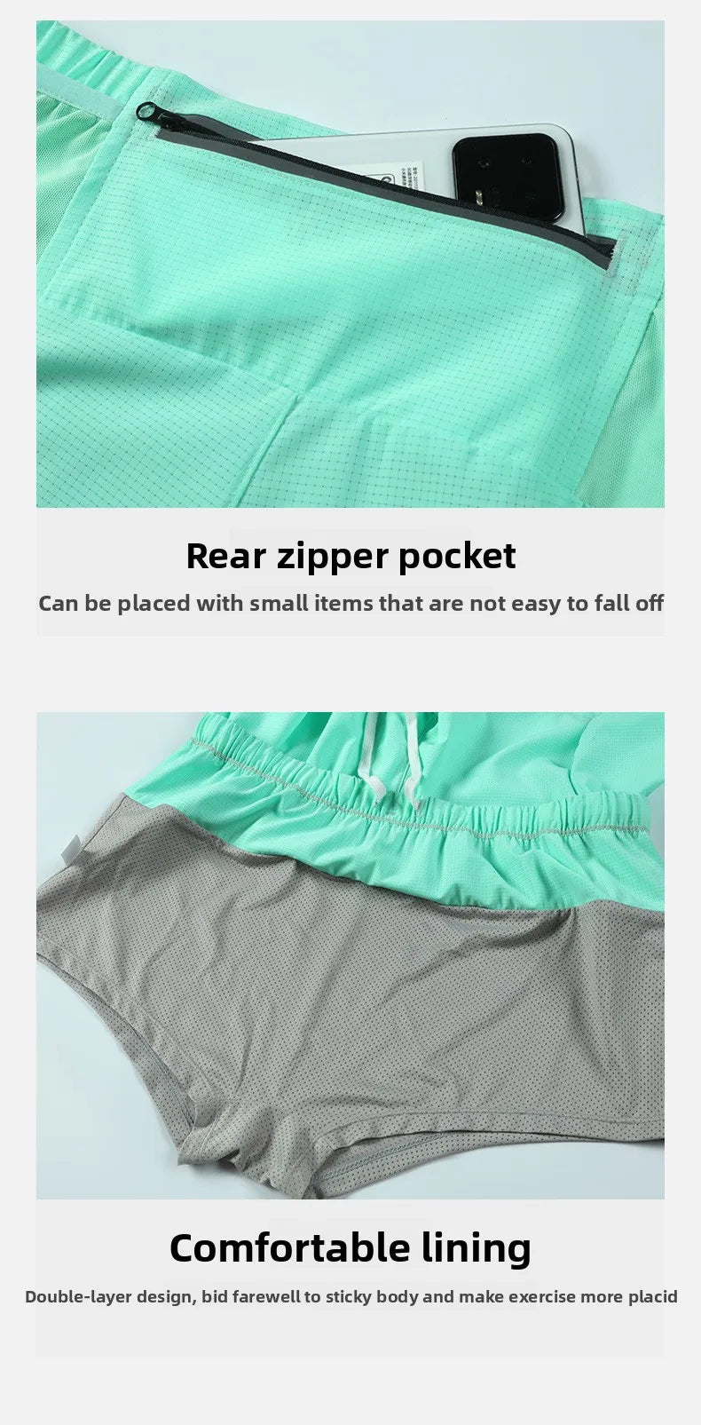 Men's Sports Shorts Quick Drying Fitness Professional Marathon Training Double-layer Three-quarters Running Shorts