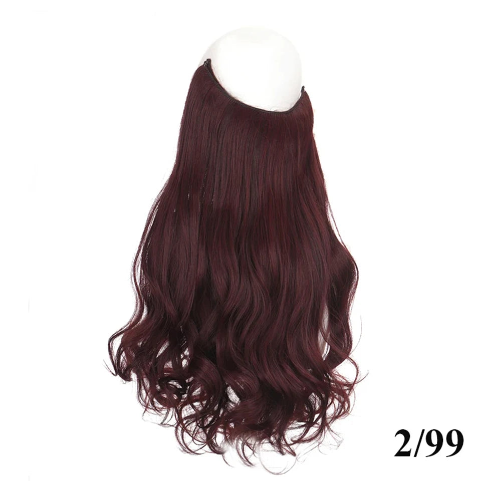 Fish line hair extension piece length (40cm 50cm 60cm) straight hair curly hair daily wear suitable for all women