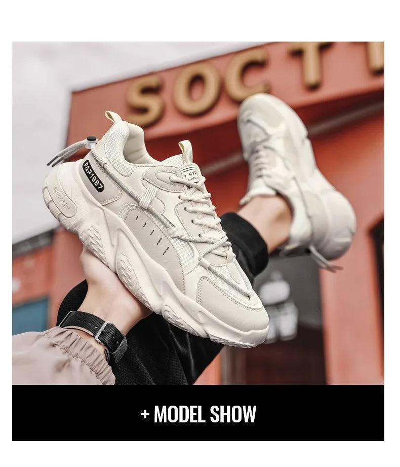New Summer Mens Sports Running Shoes Casual Versatility Breathable Heightened Sneakers Comfortable Lace-up Shoes Tenis Masculino
