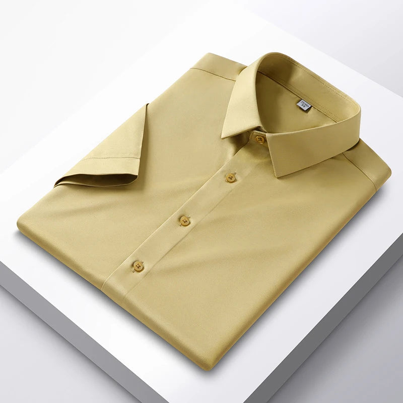 Men's 6XL Large High Quality Formal Shirts Short Sleeve Summer Clothing Non iron Business Casual ice Silk ice Feeling T-Shirts