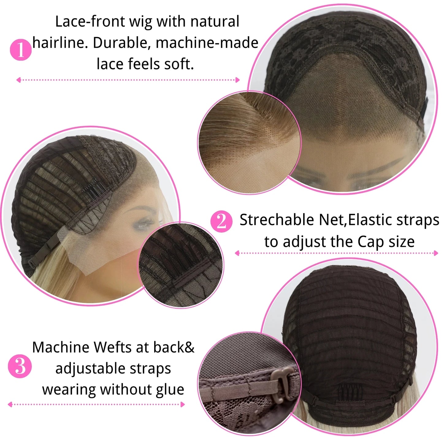 Short Bob Cut Cosplay Wigs for Men Honey Brown Women Free Part Wig Glueless 13x4 Synthetic Lace Front Wigs Natural Hairline 150%