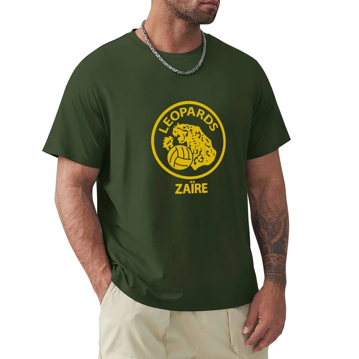 Zaire Leopards 1974 Retro Football T-Shirt tops blanks boys whites t shirts for men cotton