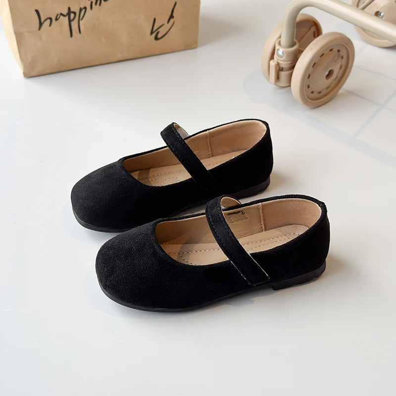 Spring Girl's Casual Shoes Round Toe Hook-loop Shallow Chic Kid's Flat Shoe Solid Colors Anti-slip Daily All-match Children Shoe