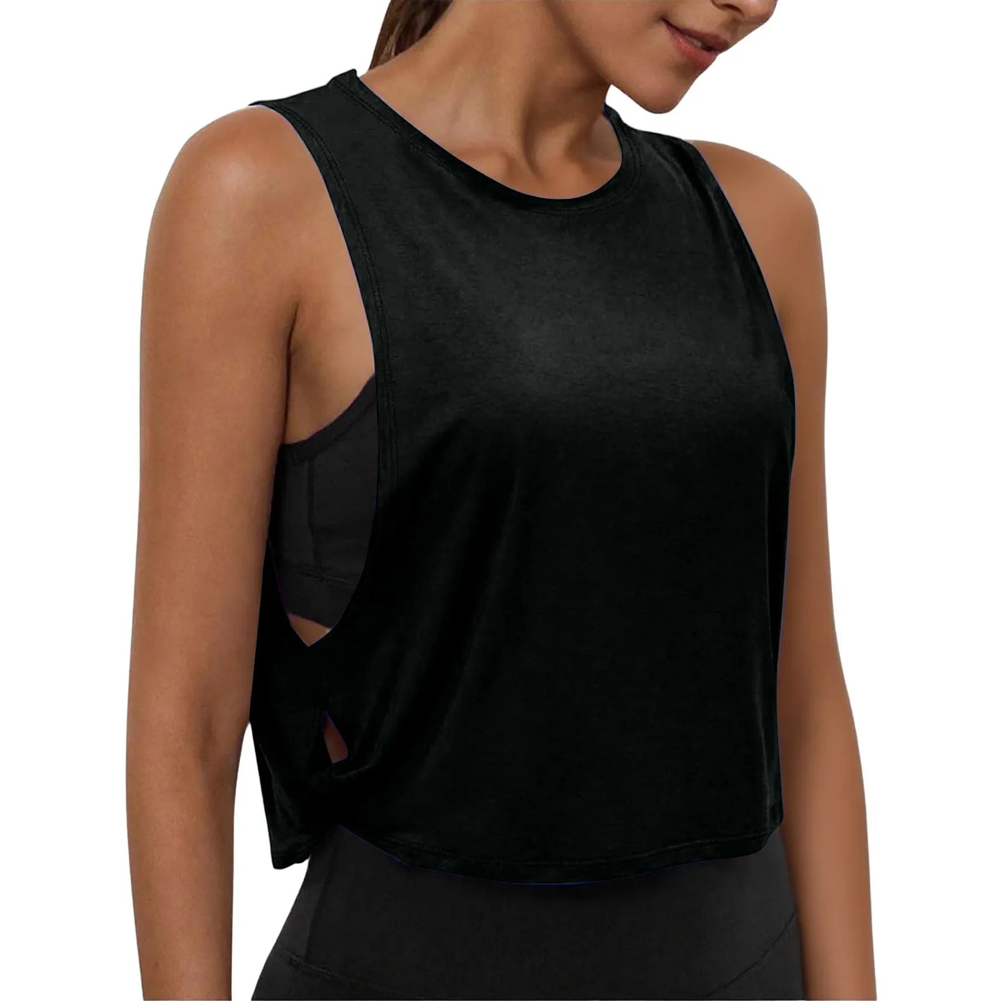 Women Sleeveless Yoga Top Breathable Gym Vest Tank Crop Top Running Tee