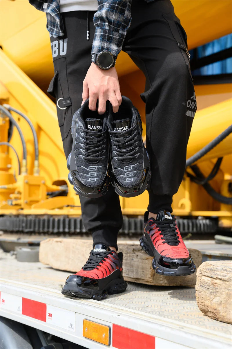 Air Cushion Steel Toe Work Safety Shoes Men Women Non Slip Sneakers Anti-Smash Puncture Proof Security Breathable Shoes Unisex