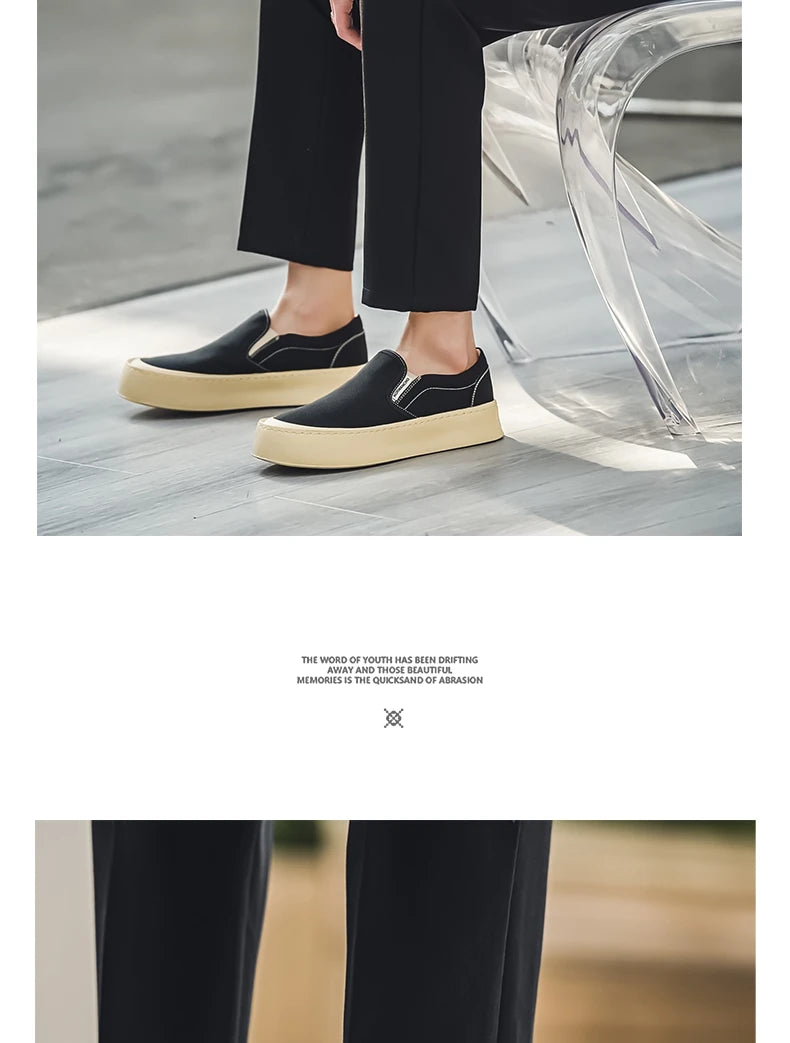 New Arrival Low Price Mens Breathable High Quality Casual Shoes Solid Color Canvas Casual Shoes Slip On Men Fashion Flats Loafer