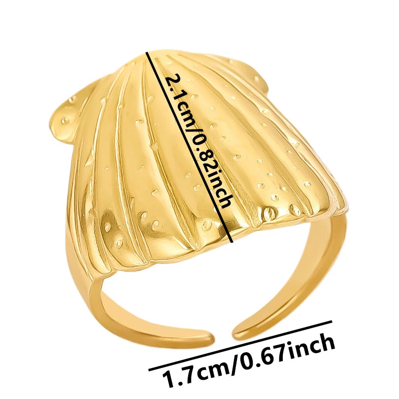 Fashion 5pcs/lot Marine Jewelry Sea Animals Conch Starfish Shell Rings Stainless Steel Rings Jellyfish Scallop Oceans Women Gift