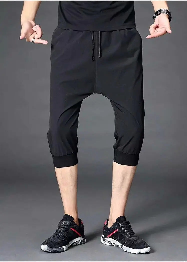 2026 Summer New Leggings Men's Casual Pants Sports Pants Thin Loose Cropped Pants