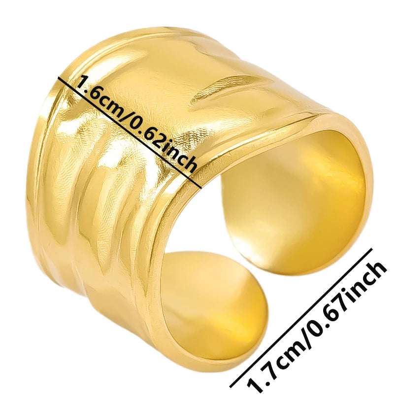 1/2/3pcs Mix Color Chunky Wide Ring Open Stainless Steel Rings For Women Men Accessories Irregular Surface Kpop Fashion Jewelry