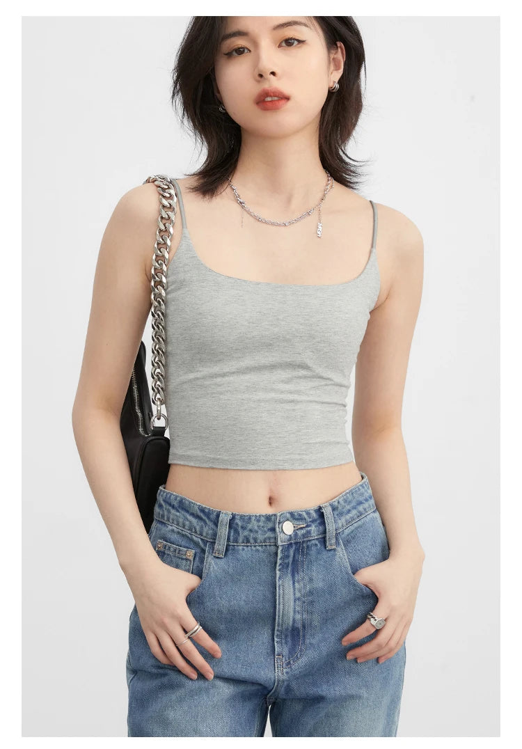 CHIC VEN Women's Tanks New Loose Short Camis Sleeveless Solid Crop Top Woman Clothing Spring Summer 2023