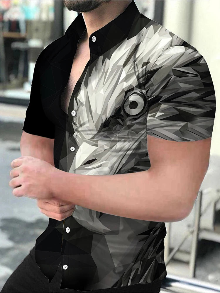 Luxury Shirt Owl 3d Print Shirts Men Women Fashion Oversized Blouse Men's Lapel Shirt Beach Camisas Men's Clothing Bussiness