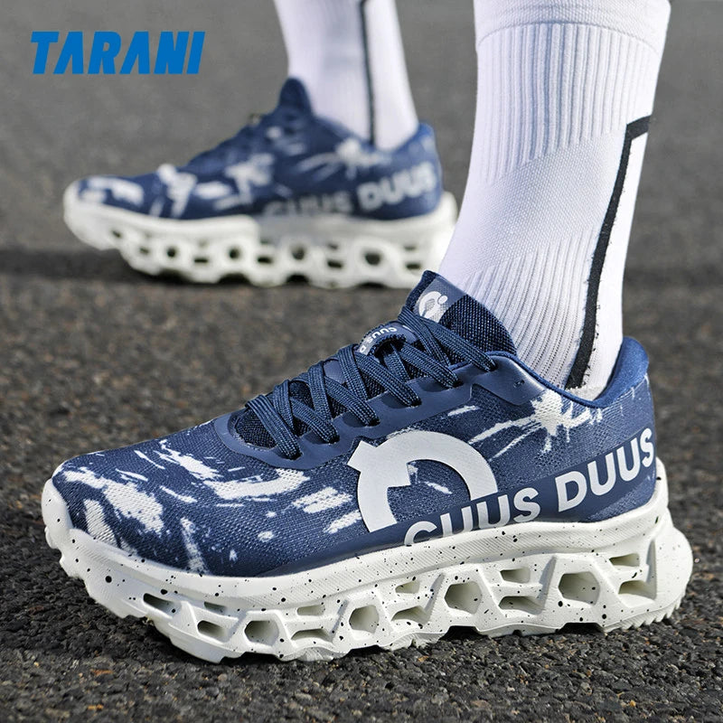 Running Shoes for Men Women Hollow Perforated Cushion Shock Absorbing Outdoor Hiking Sneakers Casual Chunky Walking Trainers