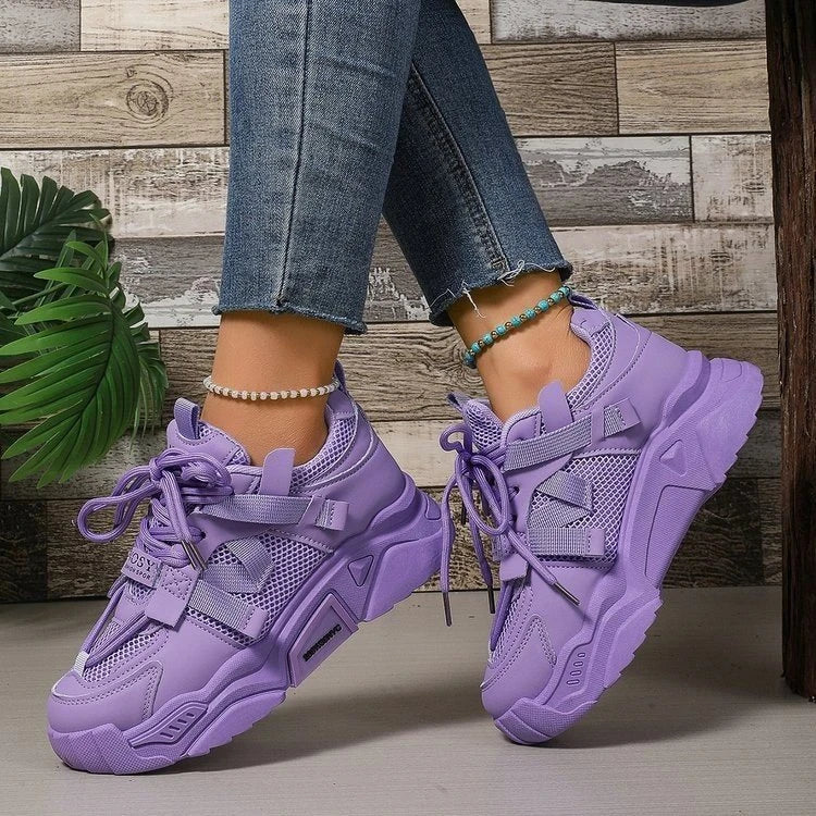 New Purple Sneakers Women Platform Casual Shoes Women Sneakers Breathable Comfortable Thick Sole Sneakers Women Designer Shoes