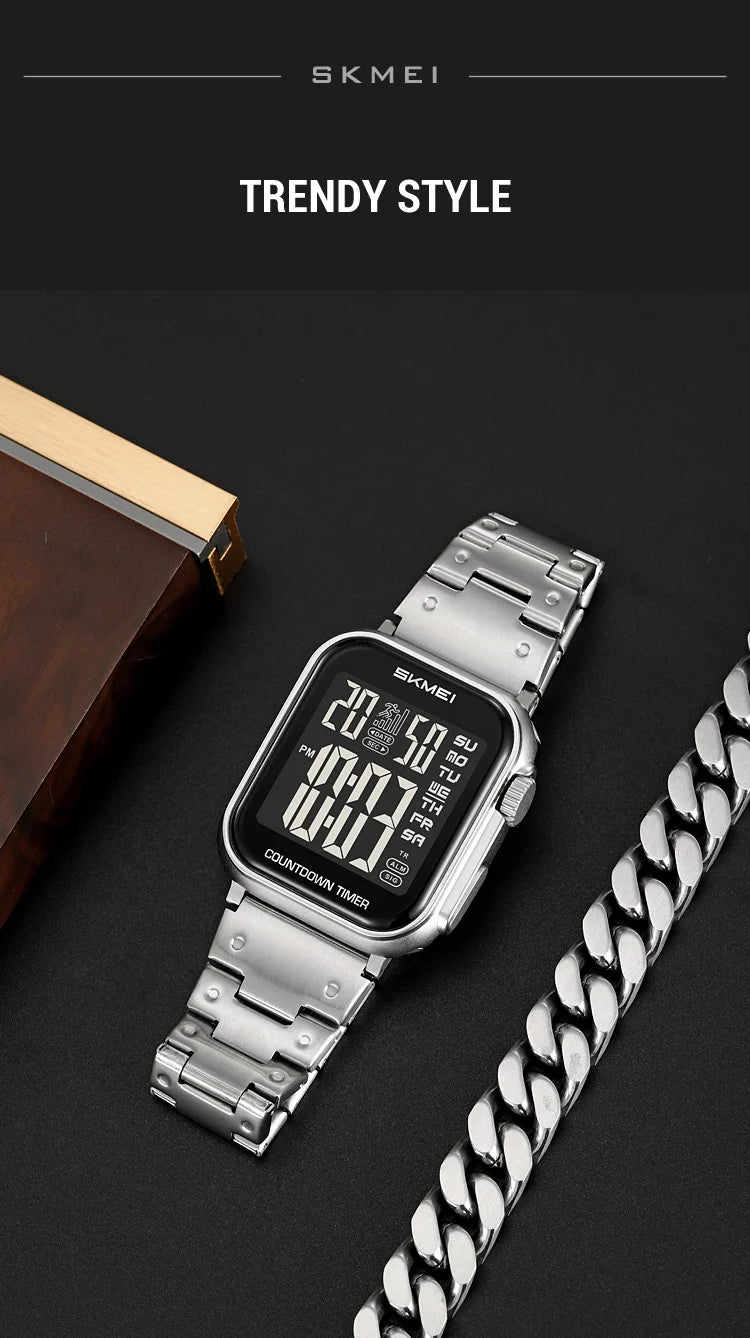 SKMEI 2447 Brand Fashion Men's Electronic Watch Calendar Alarm Clock Luminous Countdown Digital Watches for Man reloj hombre