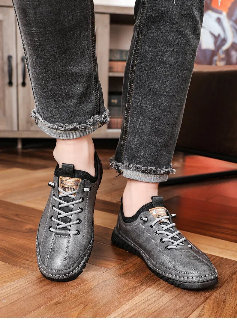 Shoes for Men Leather Casual Handmade Shoes Outdoor Hiking Sneakers Men Breathable Lace Up Sport Mens Shoes Zapatos De Hombre