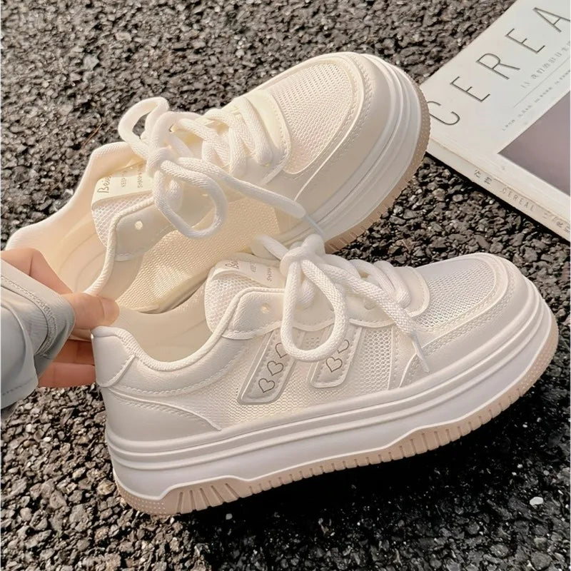 2025 New Summer Women's Fashion Sneakers Small White Casual Breathable Mesh Rubber Surface Vulcanized Shoes Zapatos De Mujer