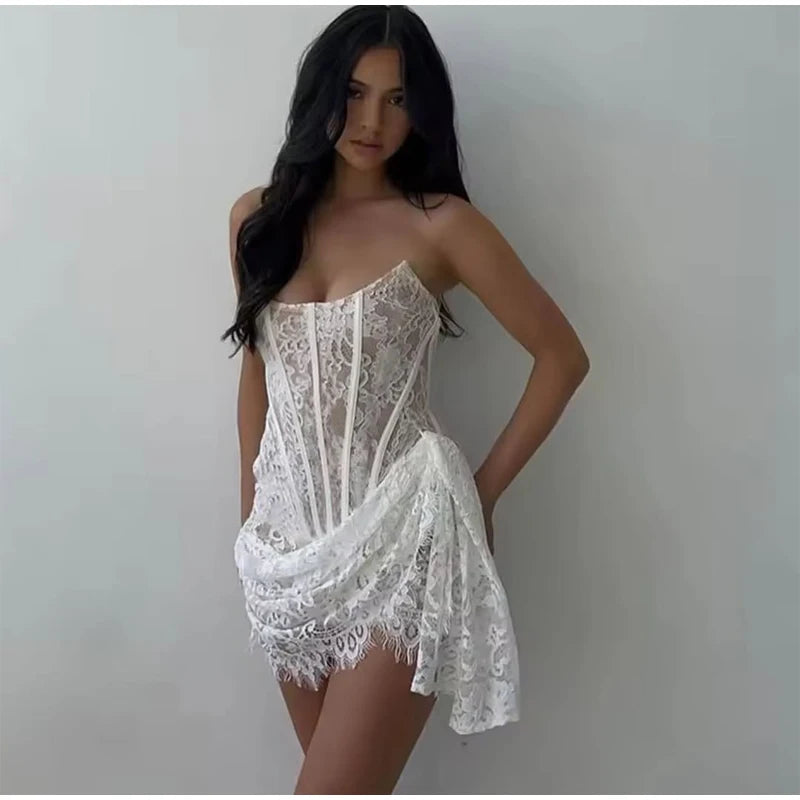 Solid Lace Halter Maxi Dress Sexy Cutout Waist Sheer Slim Fit Fishtail Long Gowns Women's Summer Evening Party Robes 2026 New