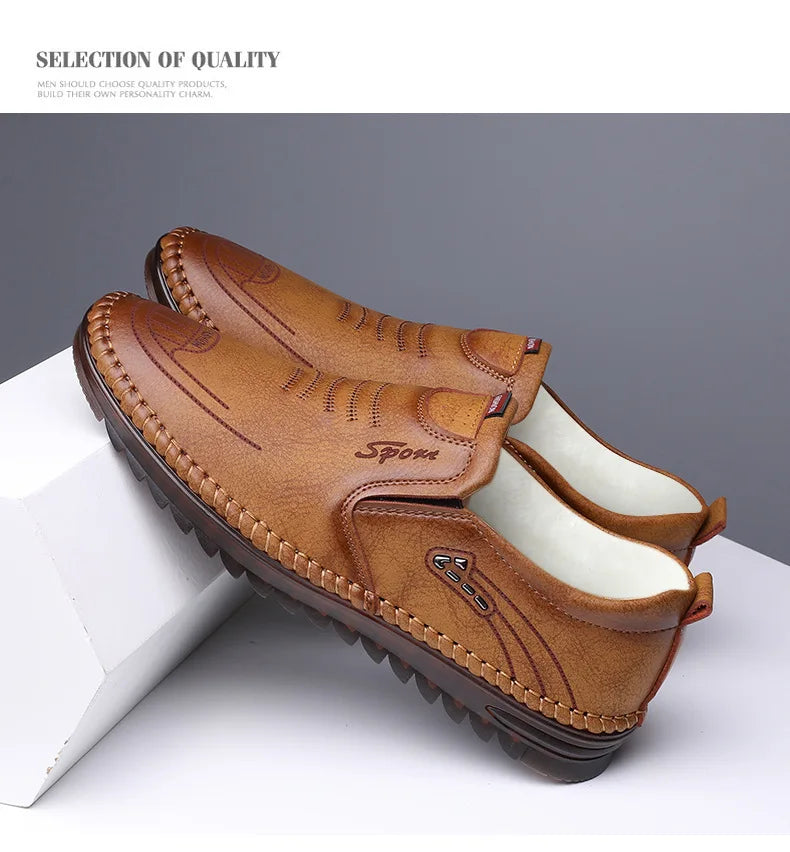 High Quality Men Shoes Handmade Leather Footwear Male Casual Business Flats Outdoor Soft Soled Travel Sneakers Brand Moccasins