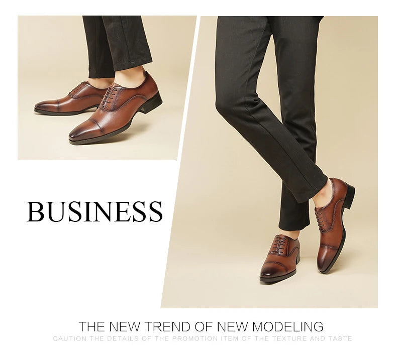 Genuine Leather Mens Dress Shoes Black Formal Social Shoe Male Business Wedding Derby for Man Luxury Italian Oxford Loafers 2024