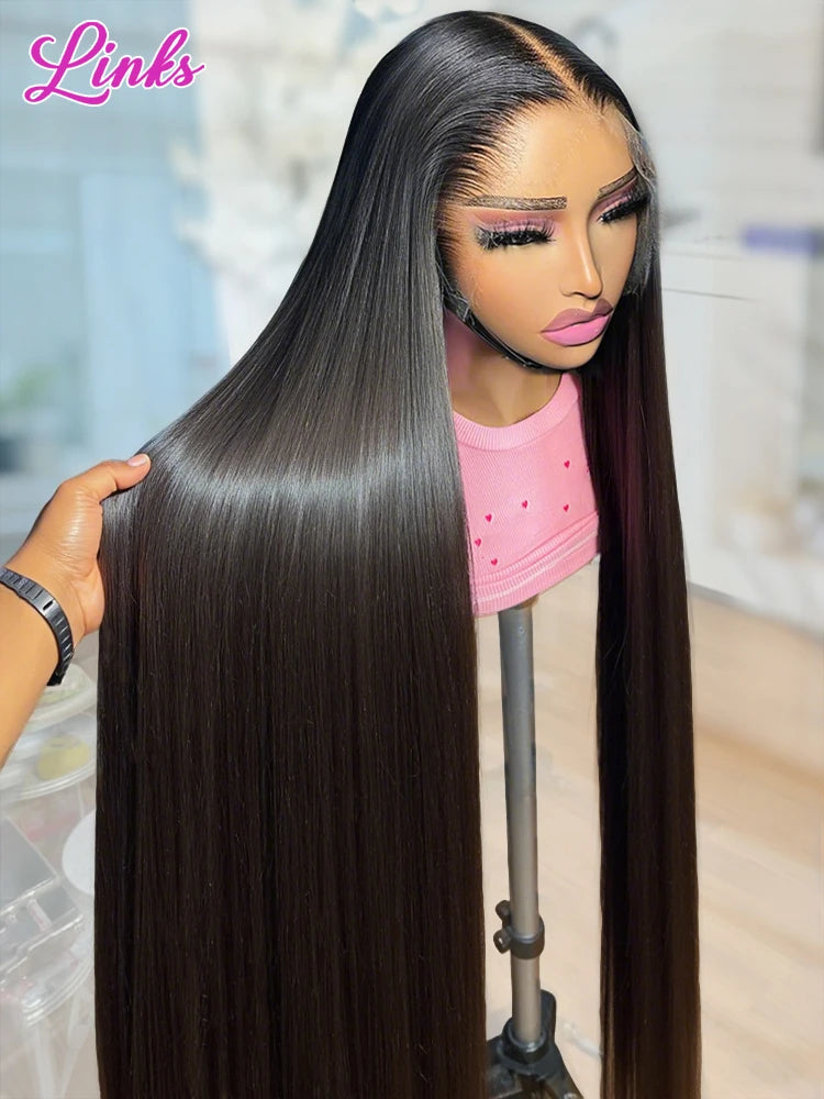 200% Bone Straight 13x6 HD Transparent Lace Frontal Human Hair Wigs Brazilian 30 40 Inch 13x4 Front Wig For Women Pre Plucked