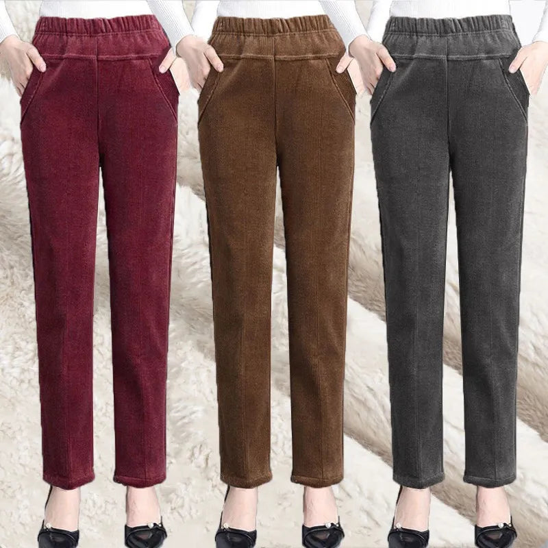 Thin/Thick Winter Lined Wide Leg Pants CasualThicken Warm Baggy Sweatpants Women HighWaist Korean Lamb Fluff Straight Pantalones