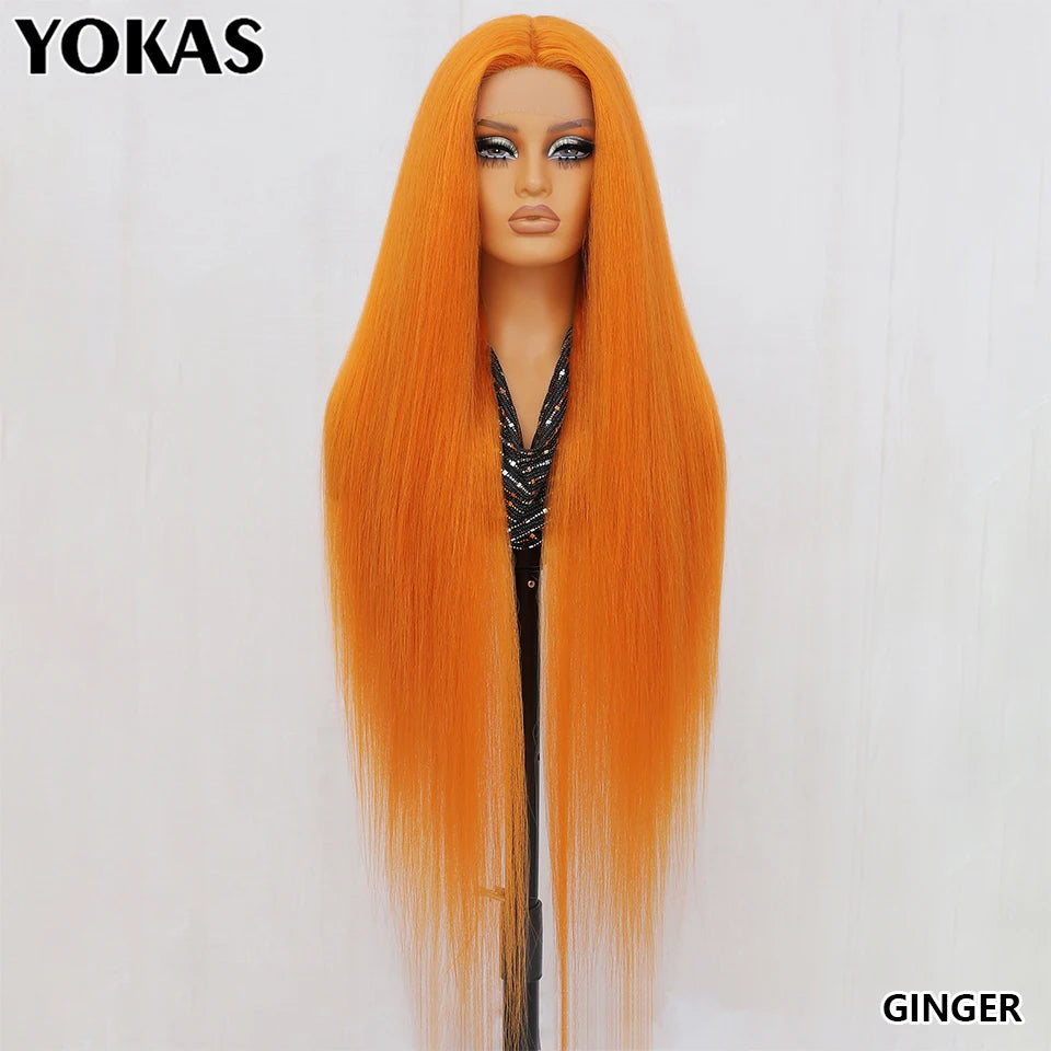 30 Inch Lace Frontal Wig Synthetic 13X6 Straight Hair Lace Wig For Afro Women High Temperture Fiber Blond Women Lace Frontal Wig