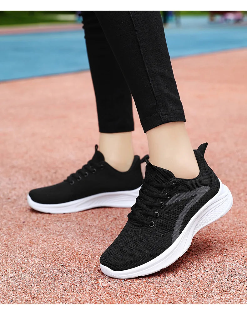 Women Casual Sport Shoes Breathable Lightweight Sneakers Outdoor Mesh Black Running Shoes Athletic Jogging Tenis Walking Shoes
