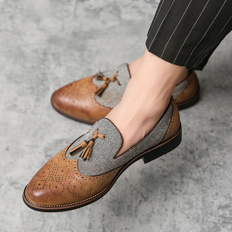 men leather shoes tassel loafers for men social shoe male classic shoes men elegant party moccasins mens fashion footwear